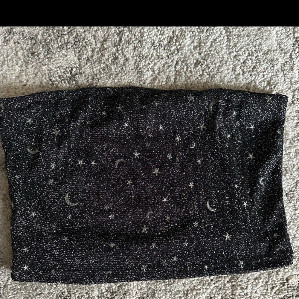 Zaful Black Starry Night Crop Top
